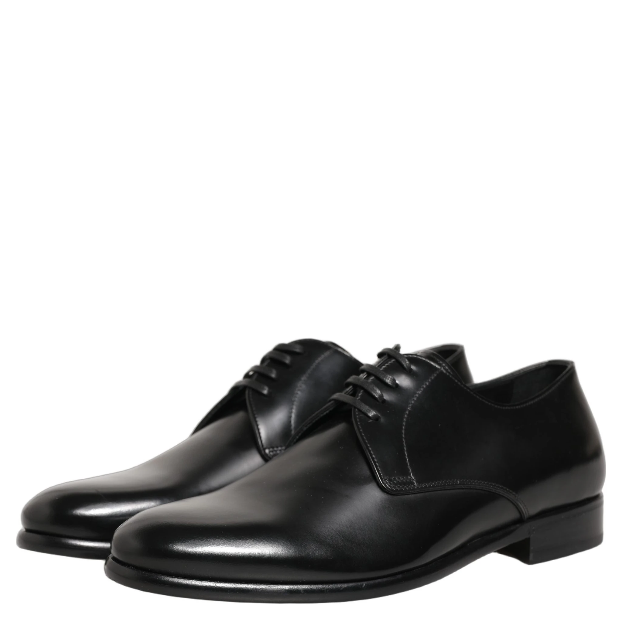 Black Leather Lace Up Derby Dress Shoes