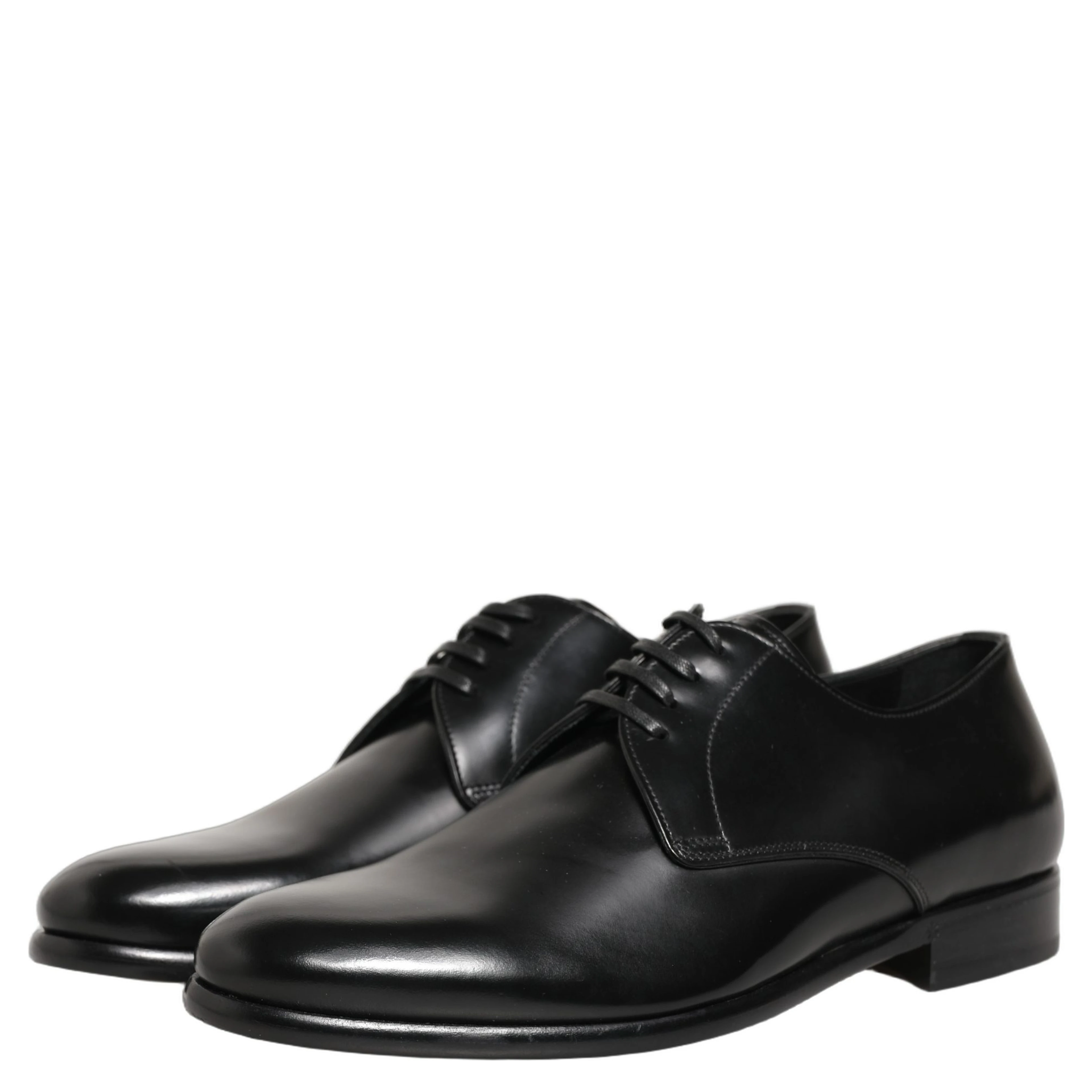 Black Leather Lace Up Derby Dress Shoes