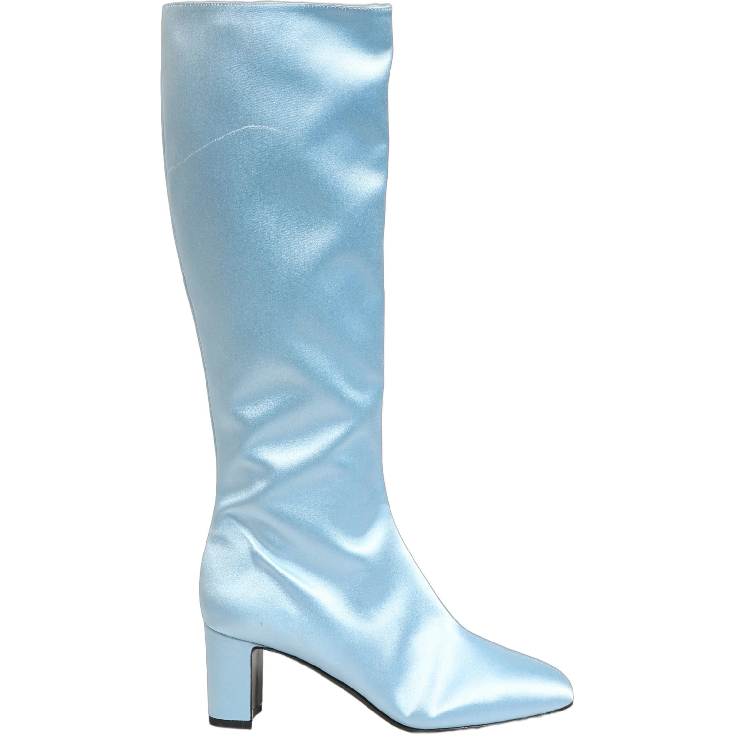 Light Blue Satin Knee High Boots Shoes
