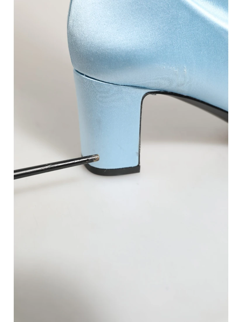 Light Blue Satin Knee High Boots Shoes