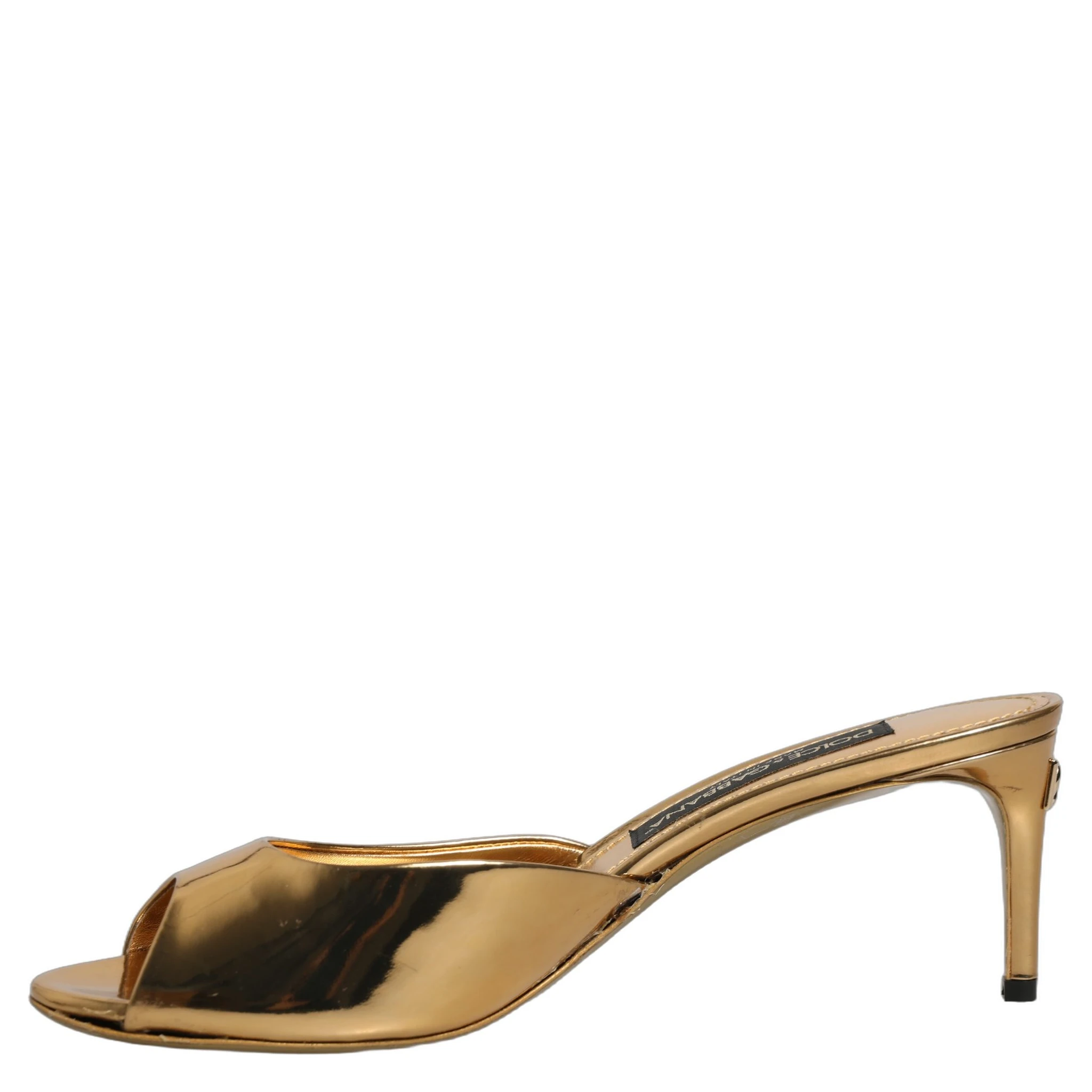 Gold Keira Leather Mules Sandals Shoes