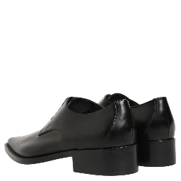 Black Leather Lace Up Derby Dress Shoes