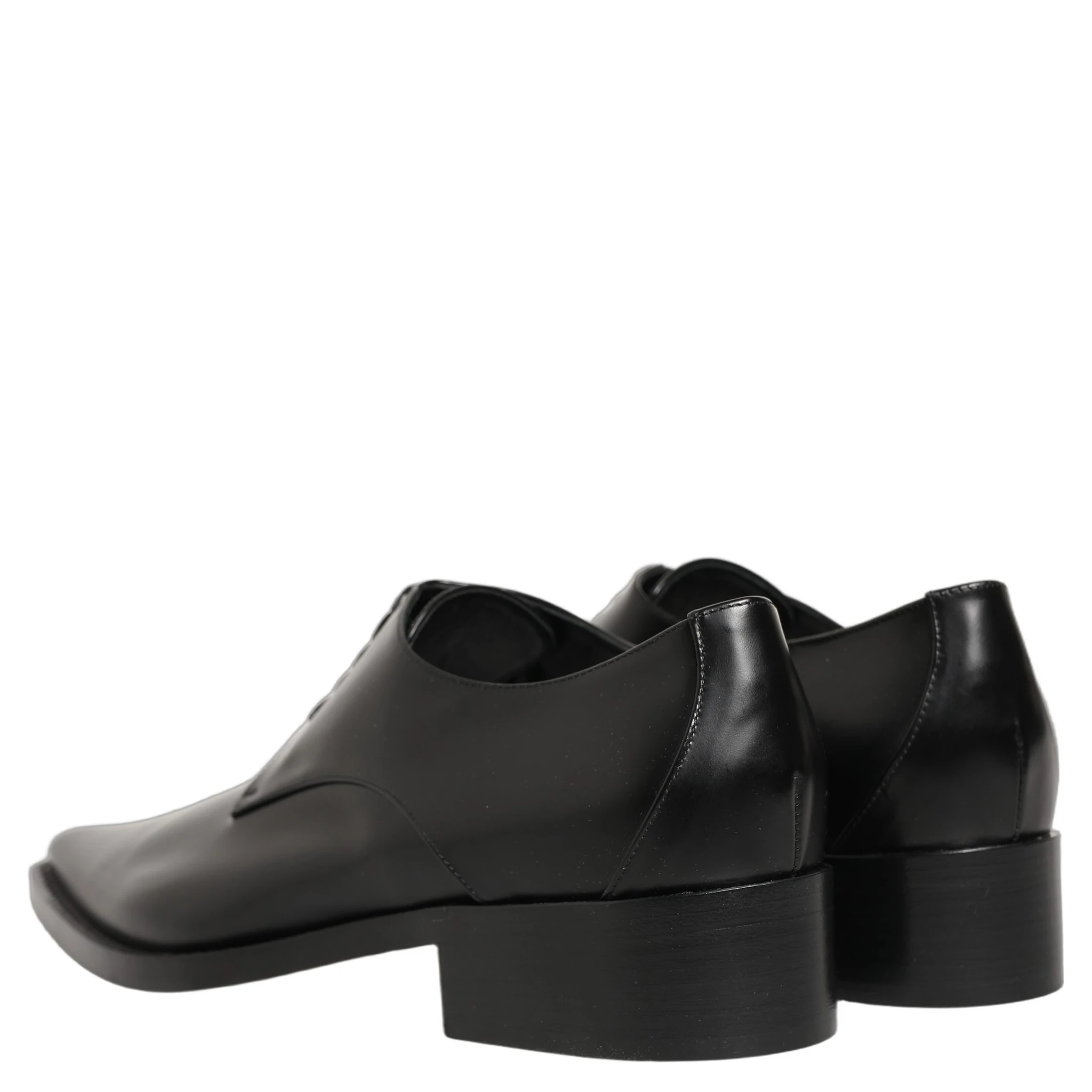 Black Leather Lace Up Derby Dress Shoes