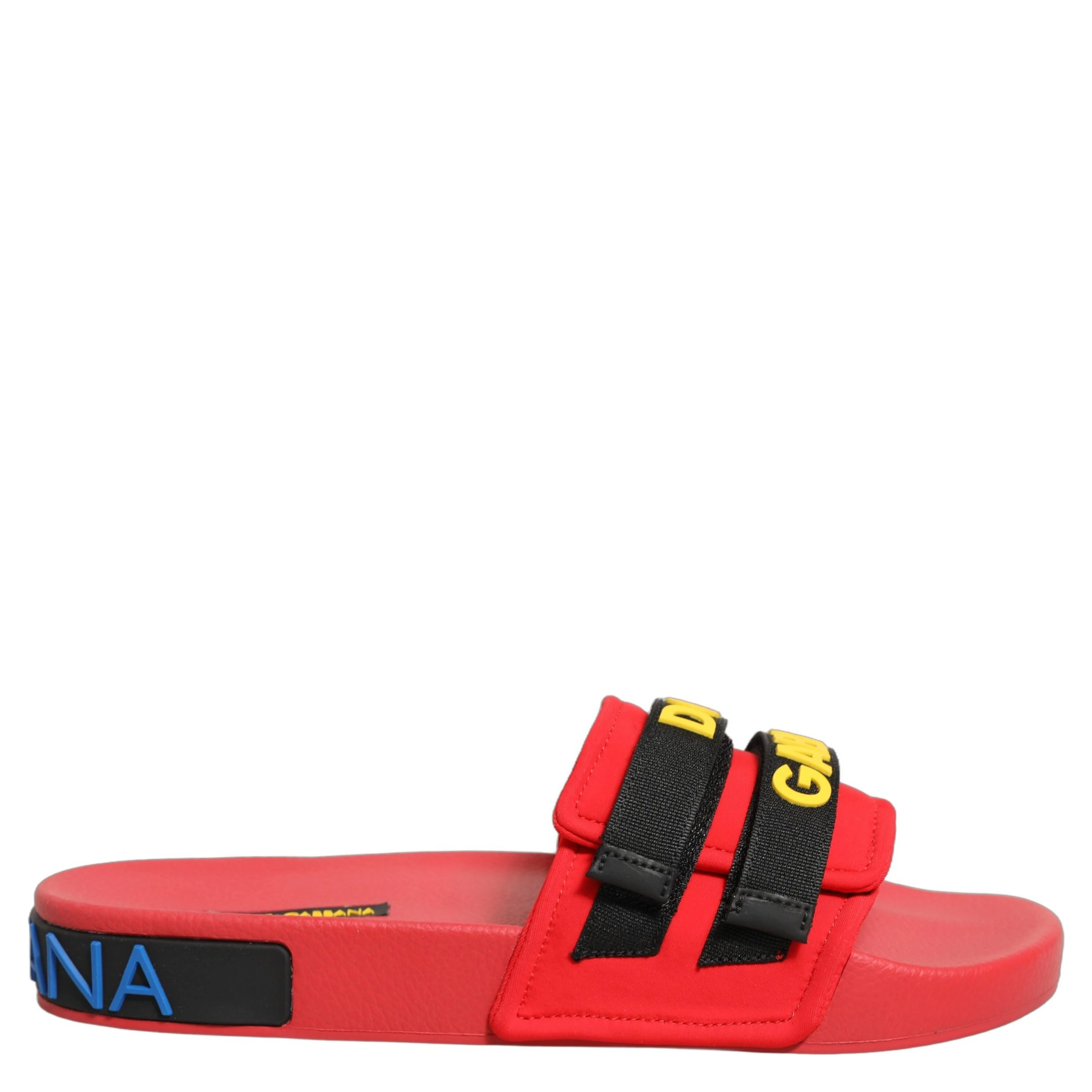 Red Neoprene Slides Flats Beachwear Shoes