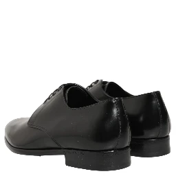Black Leather Lace Up Derby Dress Shoes