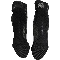 Black Nylon Mesh Sock Style Boots Shoes