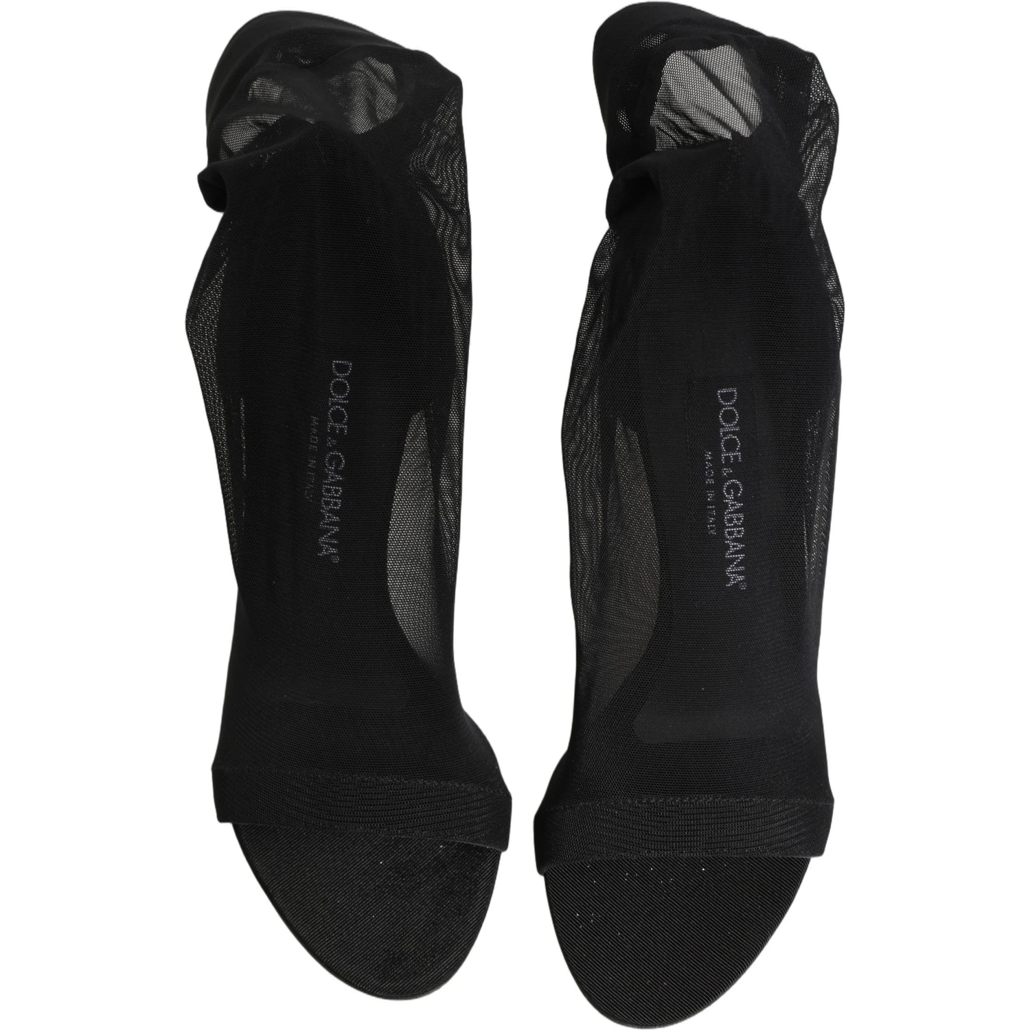 Black Nylon Mesh Sock Style Boots Shoes