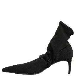 Black Stretch Socks Heels Ankle Boots Shoes