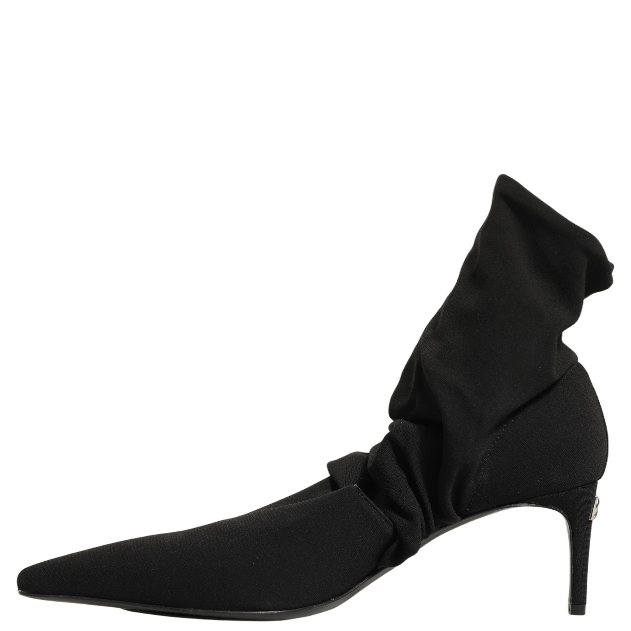 Black Stretch Socks Heels Ankle Boots Shoes