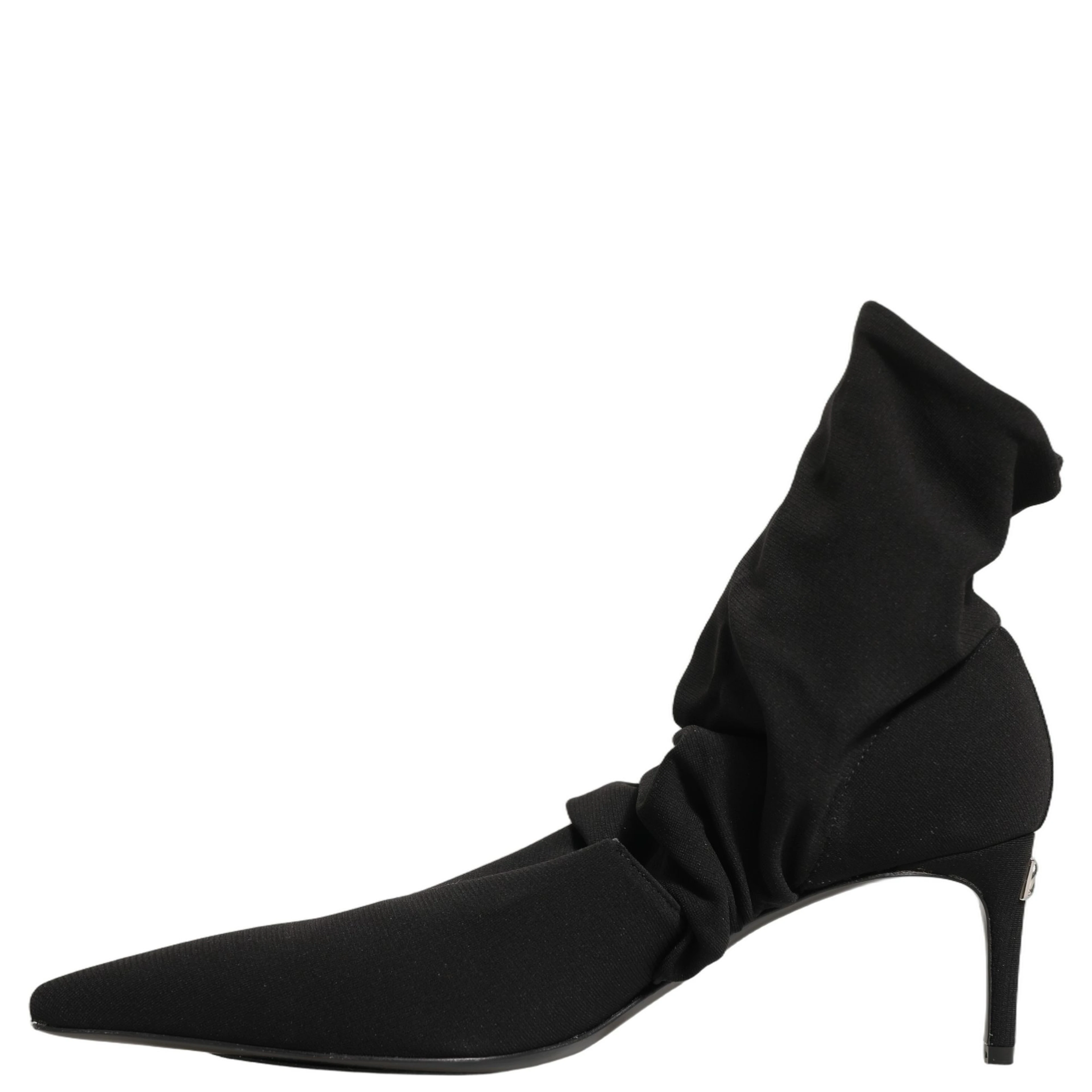 Black Stretch Socks Heels Ankle Boots Shoes