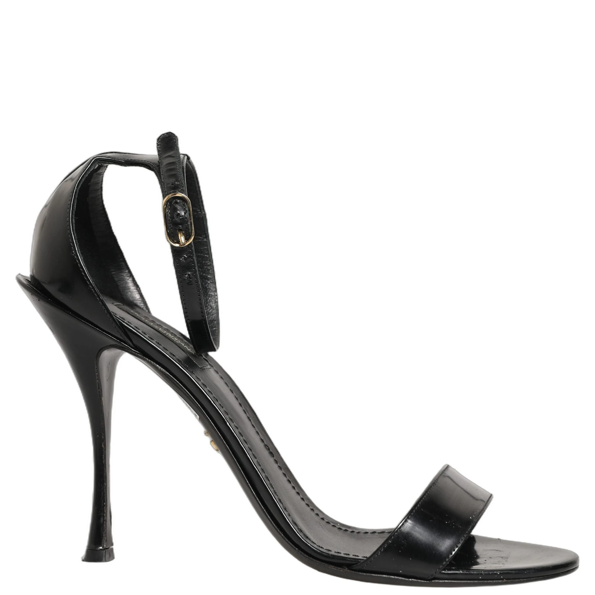 Black Leather Ankle Strap Heels Sandals Shoes