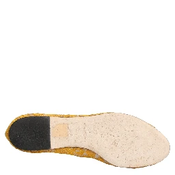 Yellow Taormina Lace Crystals Flats Shoes