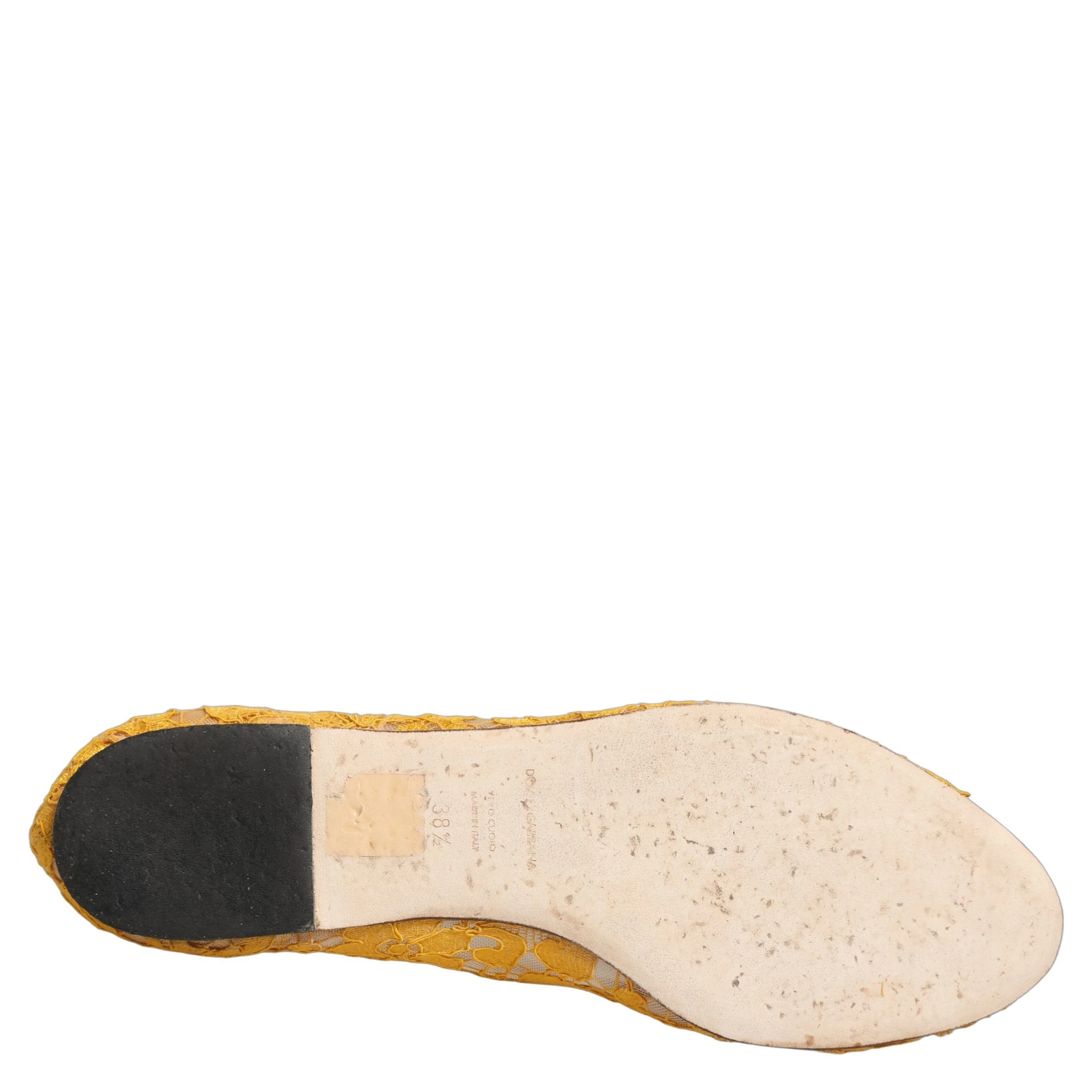 Yellow Taormina Lace Crystals Flats Shoes