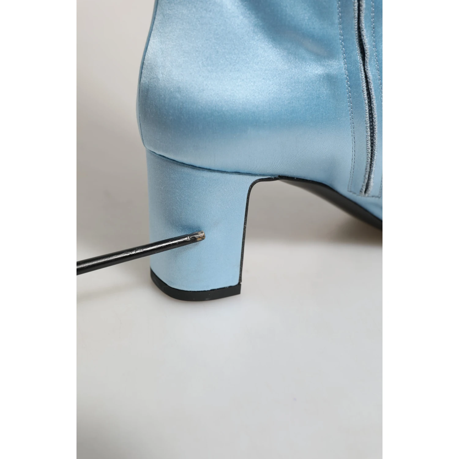 Light Blue Satin Knee High Boots Shoes