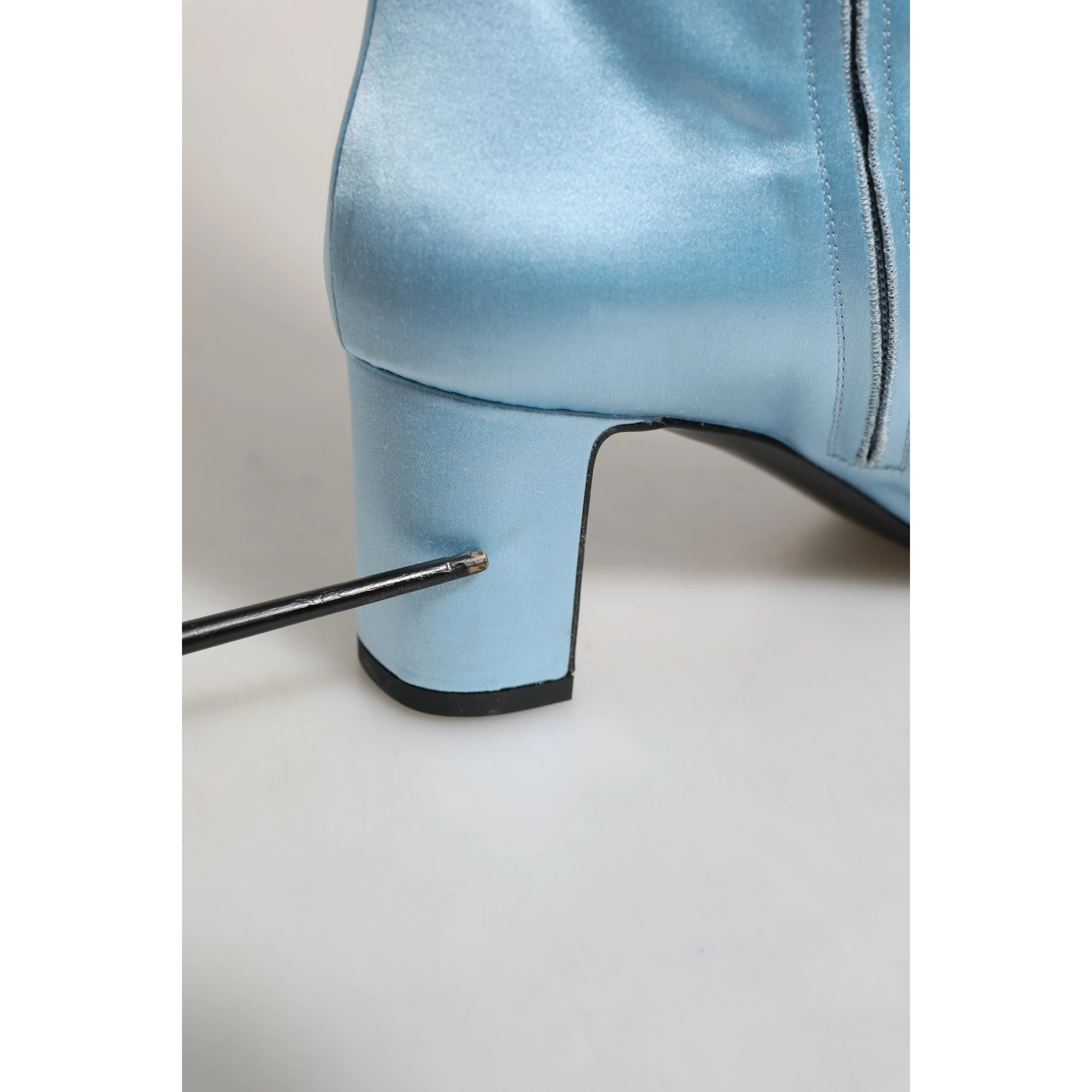 Light Blue Satin Knee High Boots Shoes