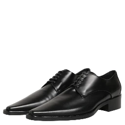 Black Leather Lace Up Derby Dress Shoes