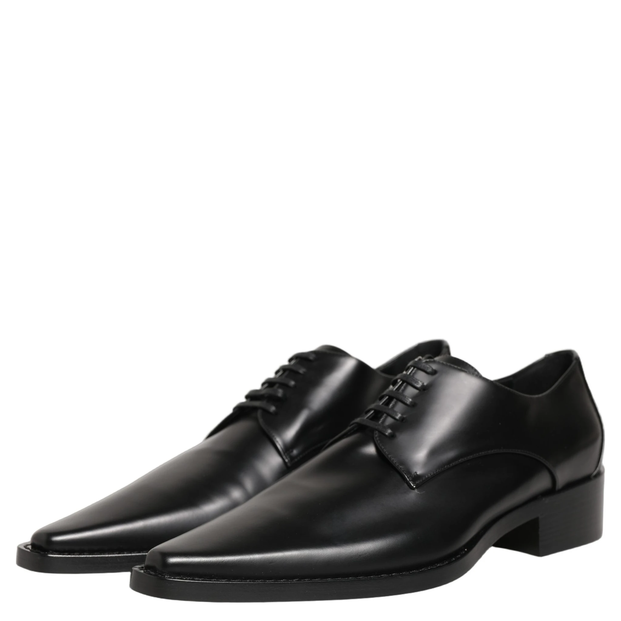 Black Leather Lace Up Derby Dress Shoes