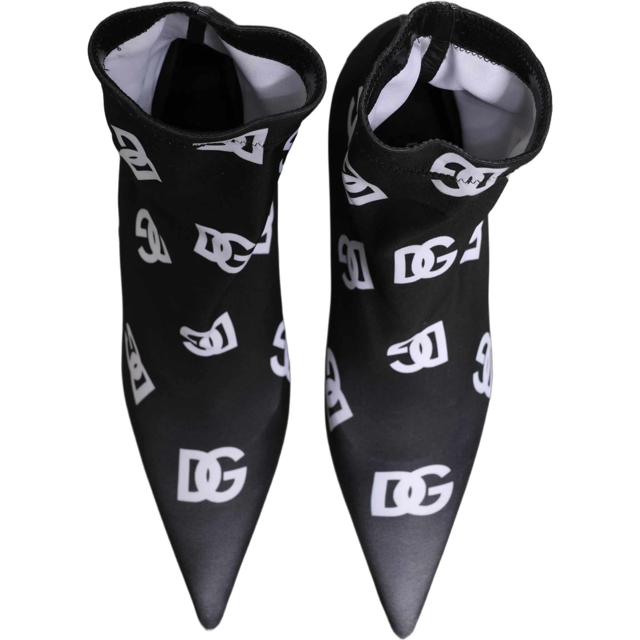 Black Logo Stretch Heels Ankle Boots Shoes