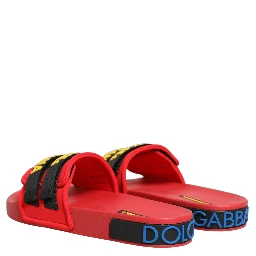 Red Neoprene Slides Flats Beachwear Shoes