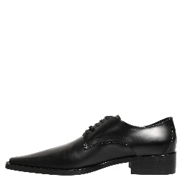 Black Leather Lace Up Derby Dress Shoes