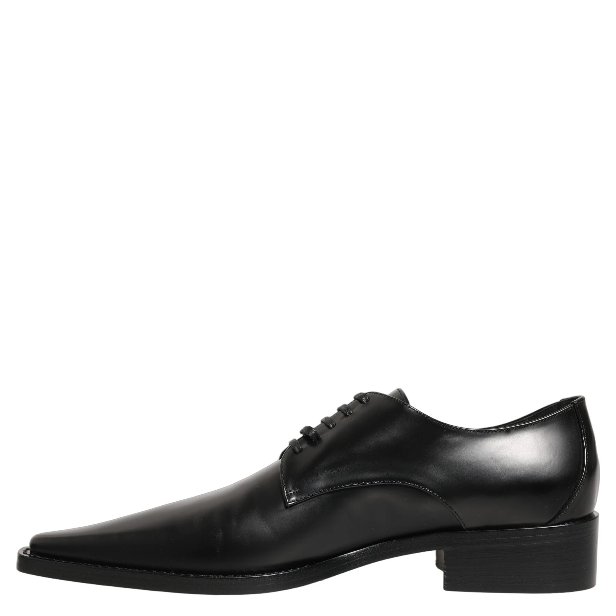 Black Leather Lace Up Derby Dress Shoes