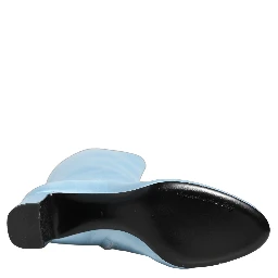 Light Blue Satin Knee High Boots Shoes