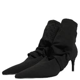 Black Stretch Socks Heels Ankle Boots Shoes