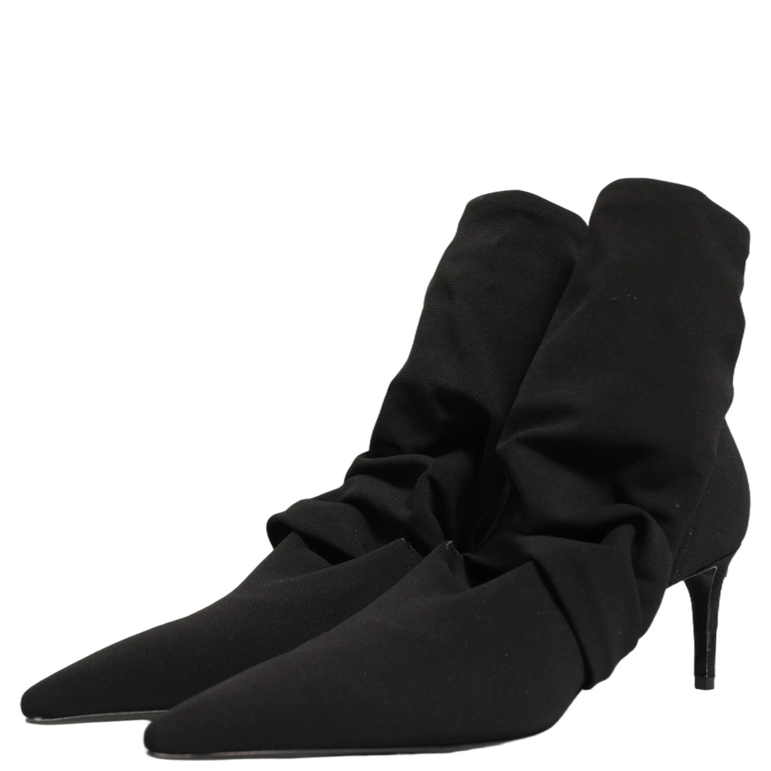 Black Stretch Socks Heels Ankle Boots Shoes