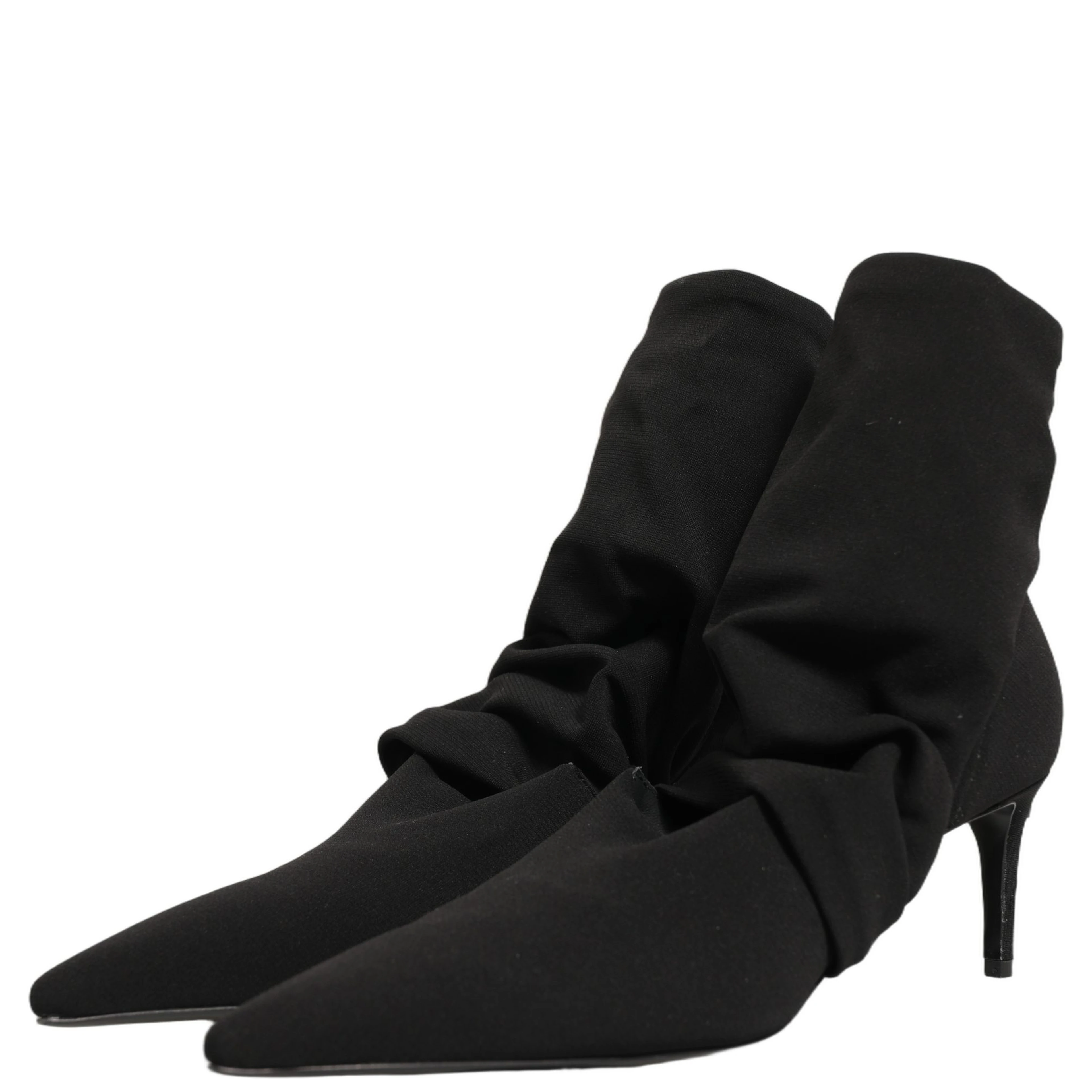 Black Stretch Socks Heels Ankle Boots Shoes