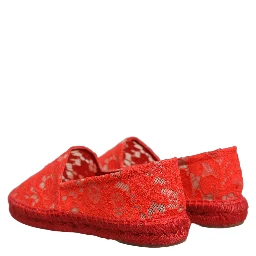 Red Taormina Lace Espadrille Flats Shoes