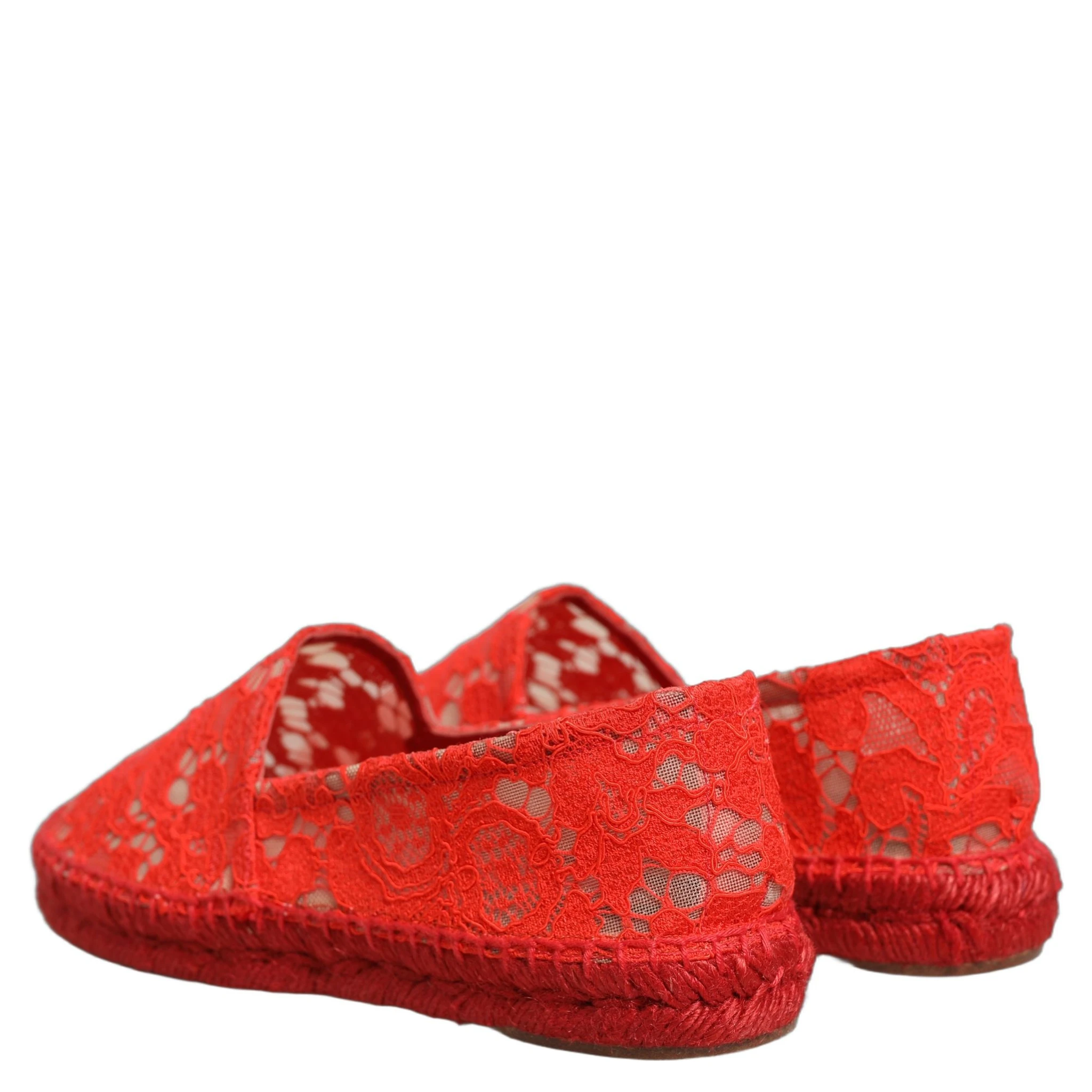 Red Taormina Lace Espadrille Flats Shoes