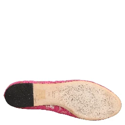 Pink Taormina Lace Crystals Flats Shoes
