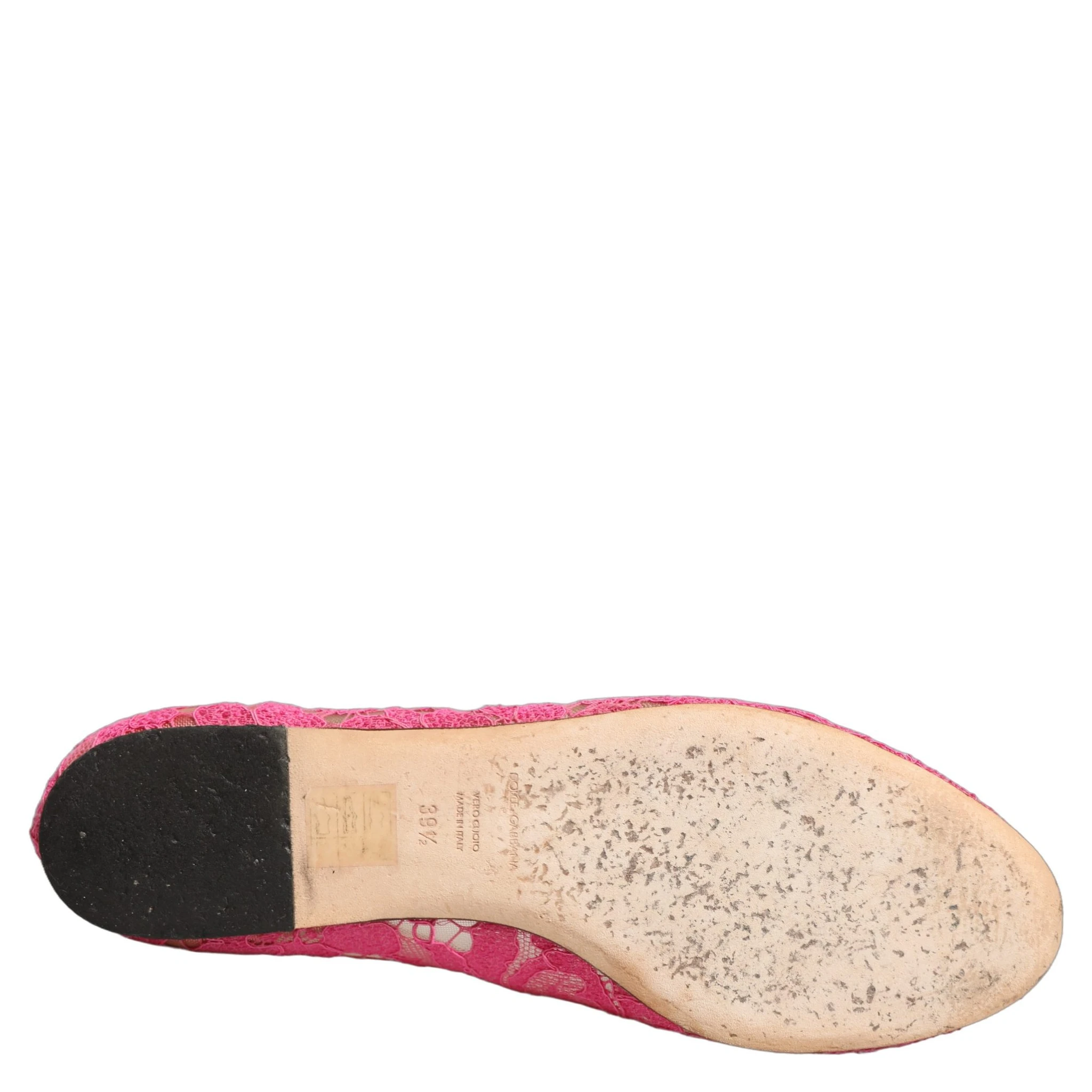 Pink Taormina Lace Crystals Flats Shoes