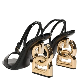 Black Leather Ankle Strap Heels Sandals Shoes