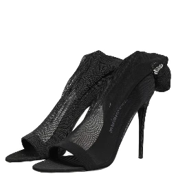 Black Nylon Mesh Sock Style Boots Shoes