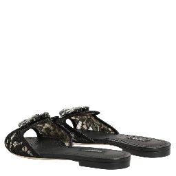 Black Devotion Lace Flats Slip On Shoes