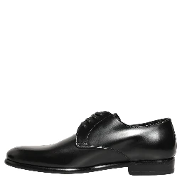 Black Leather Lace Up Derby Dress Shoes
