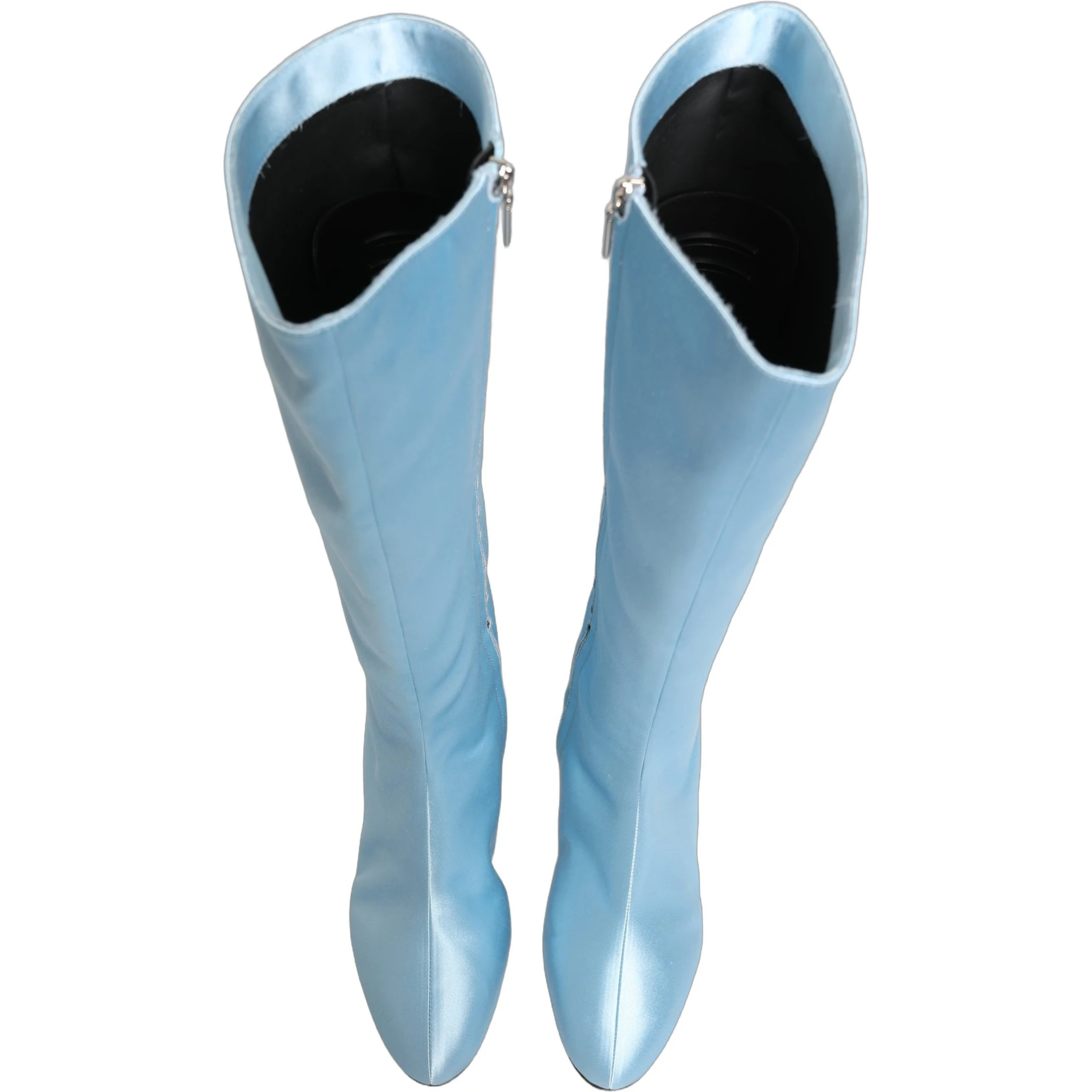 Light Blue Satin Knee High Boots Shoes