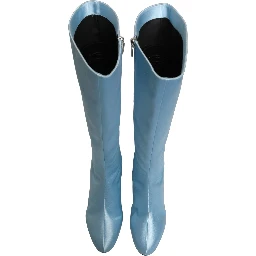 Light Blue Satin Knee High Boots Shoes