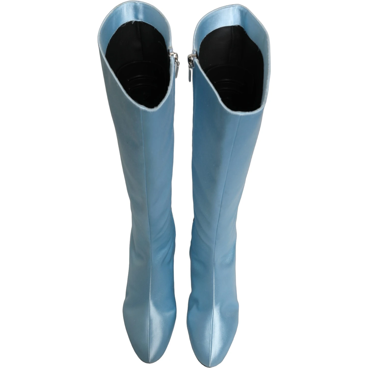 Light Blue Satin Knee High Boots Shoes