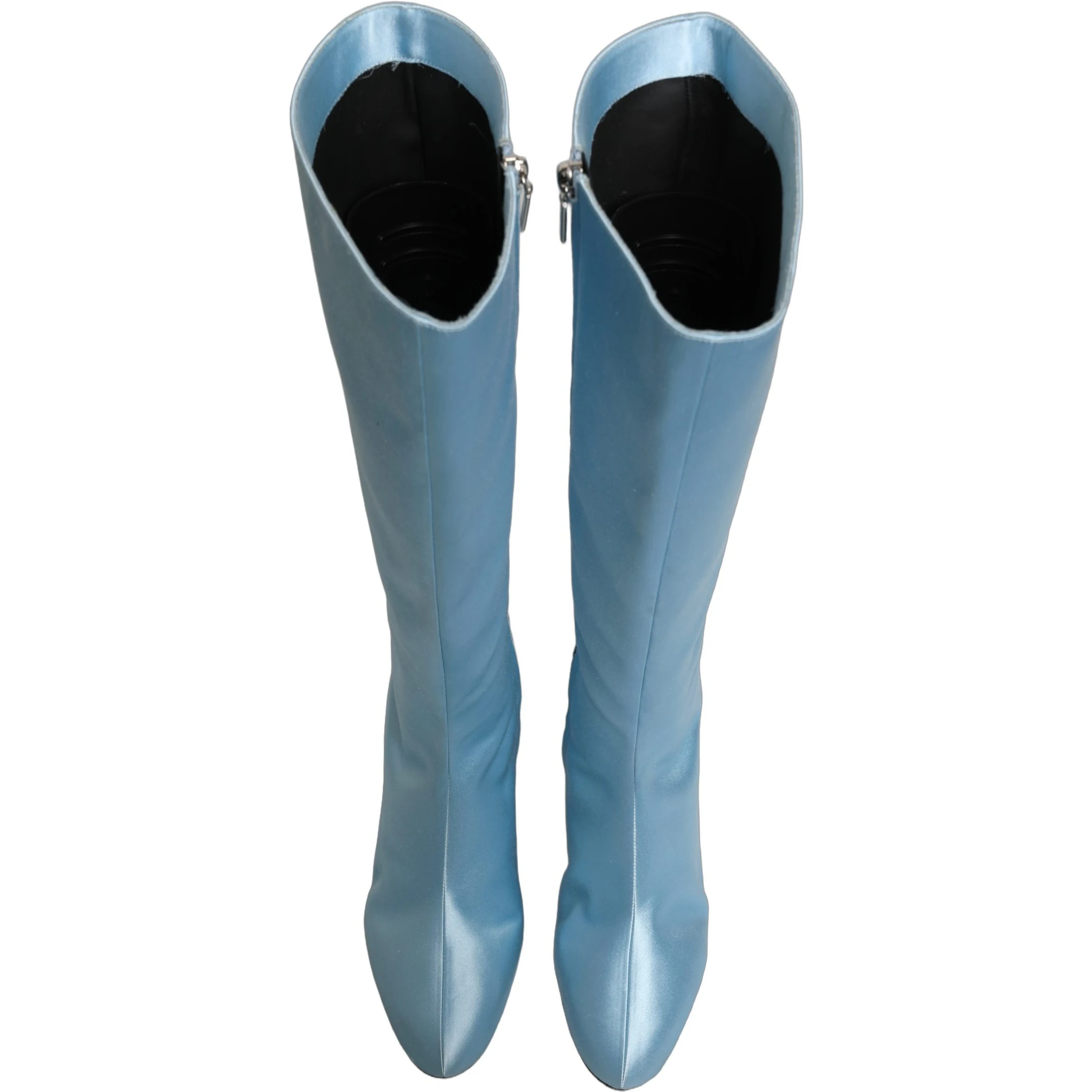 Light Blue Satin Knee High Boots Shoes