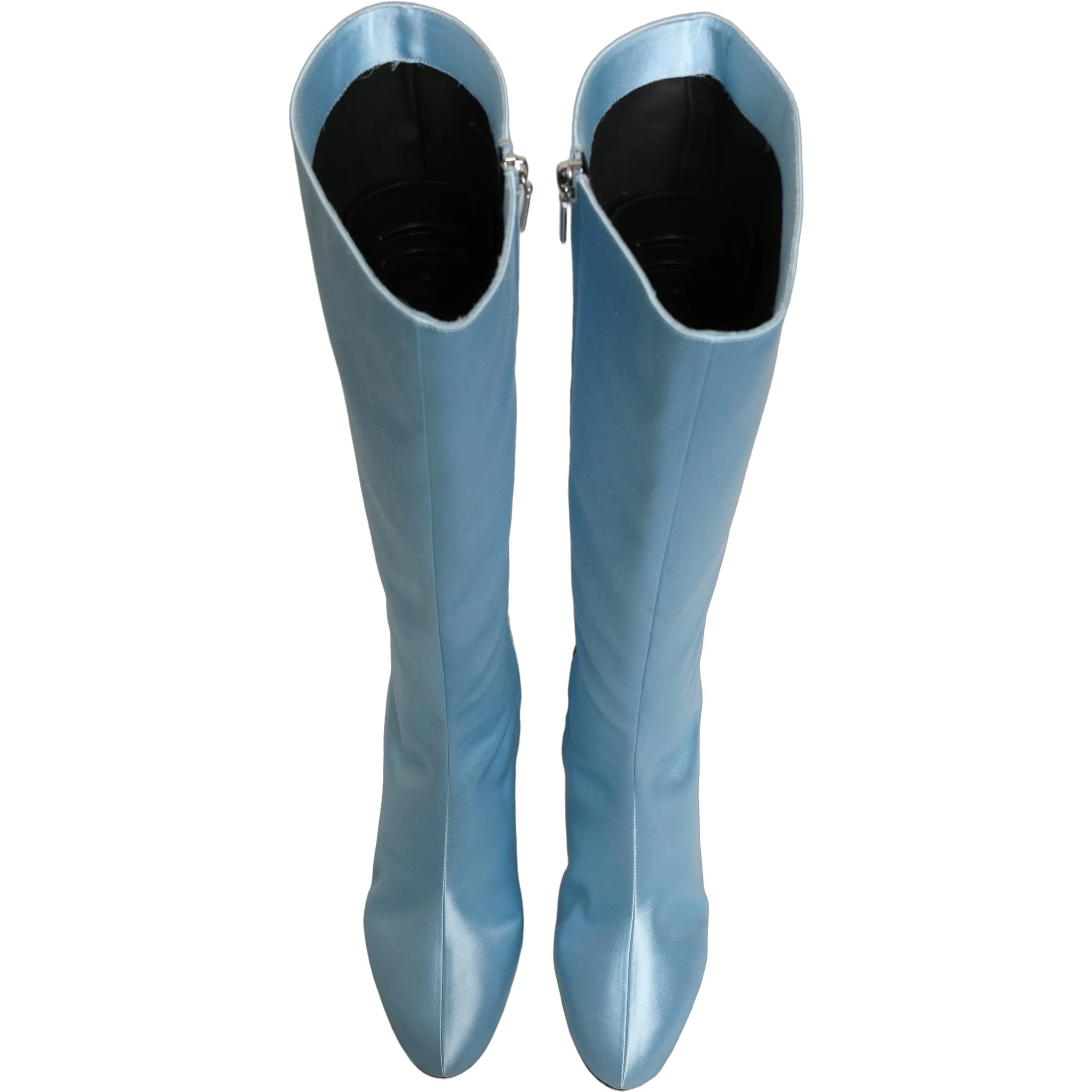 Light Blue Satin Knee High Boots Shoes