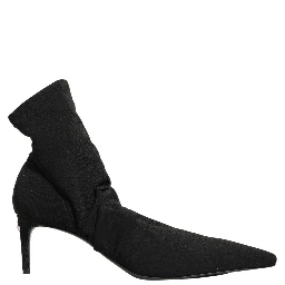 Black Stretch Socks Heels Ankle Boots Shoes