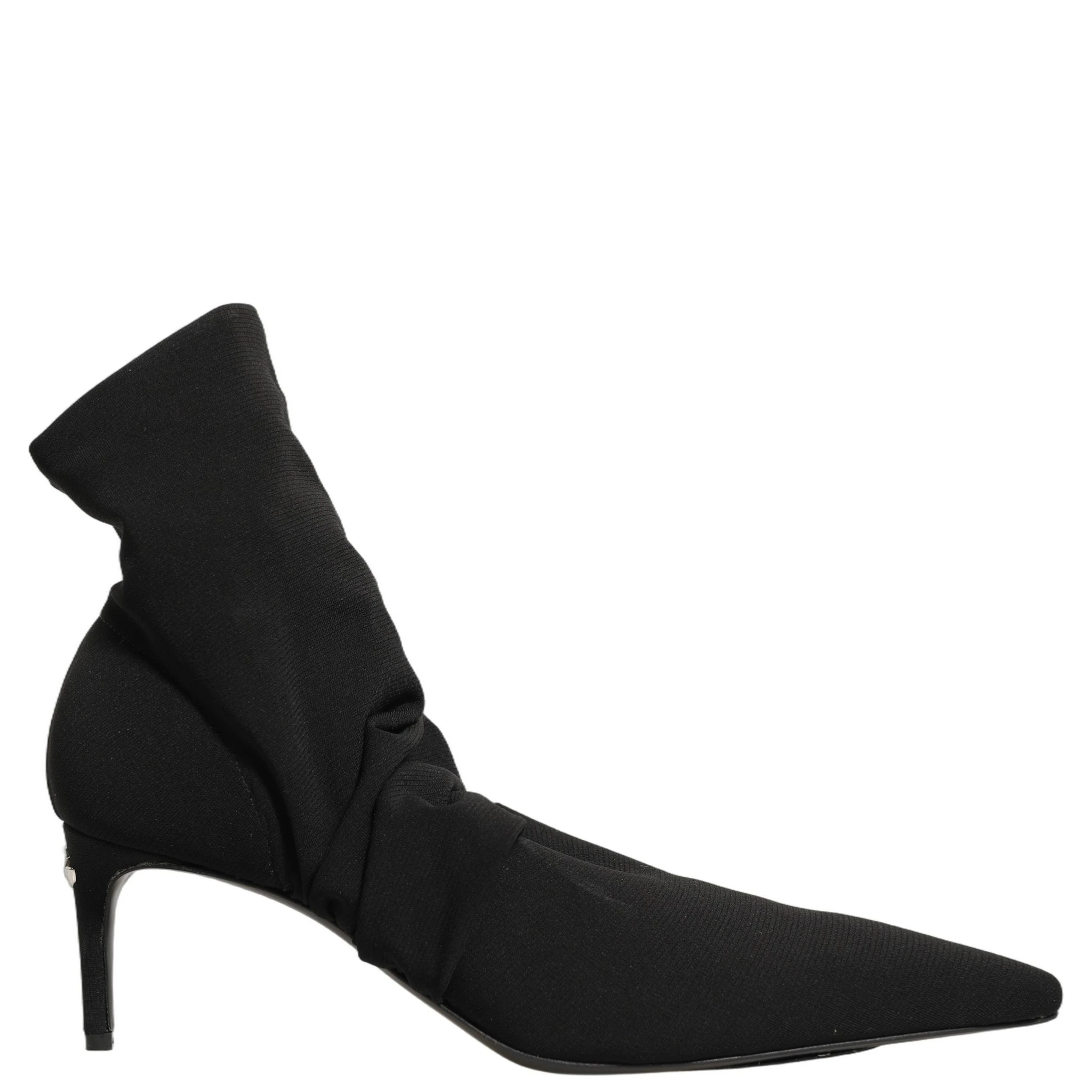 Black Stretch Socks Heels Ankle Boots Shoes