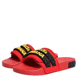 Red Neoprene Slides Flats Beachwear Shoes