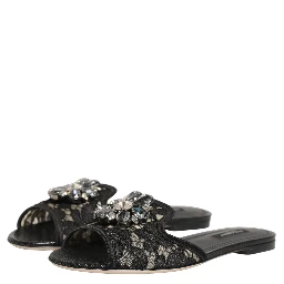 Black Devotion Lace Flats Slip On Shoes