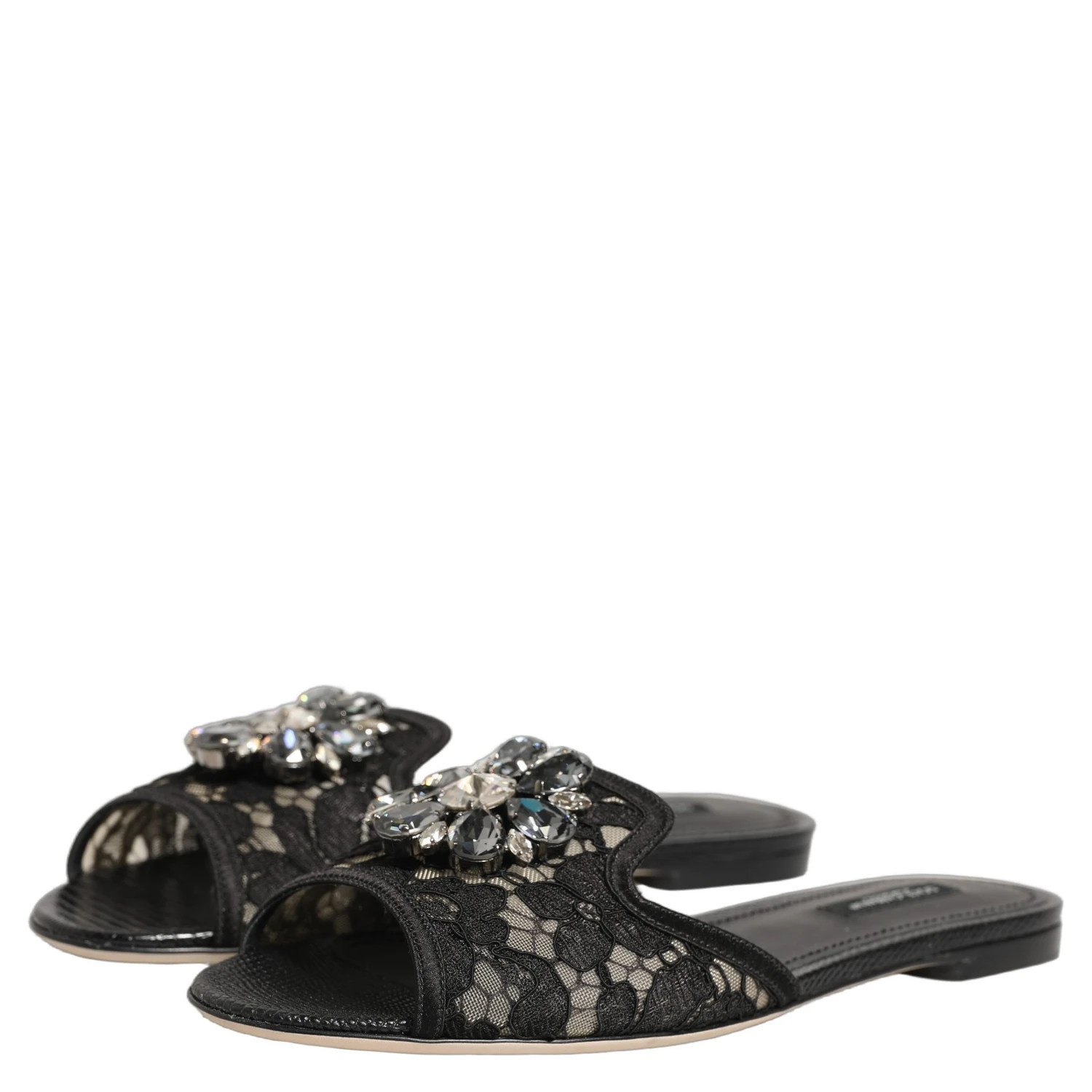 Black Devotion Lace Flats Slip On Shoes