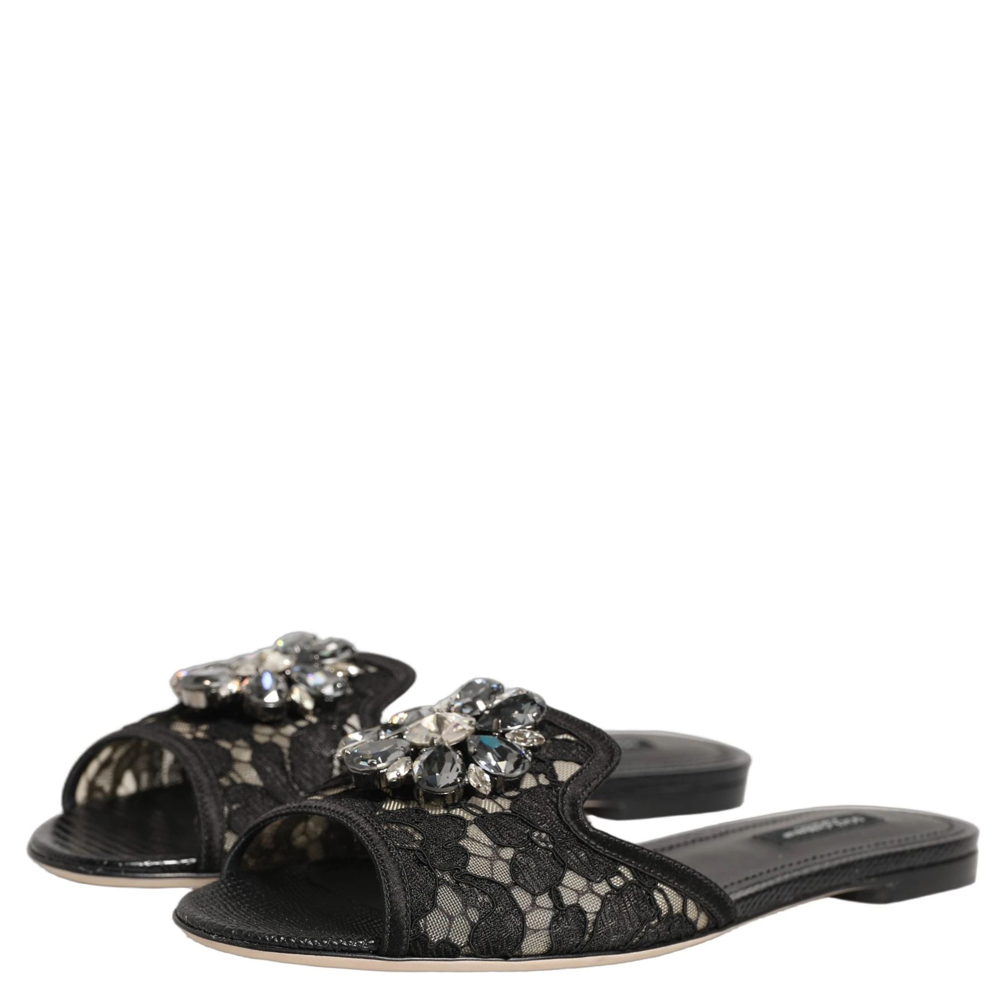 Black Devotion Lace Flats Slip On Shoes