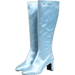 Light Blue Satin Knee High Boots Shoes