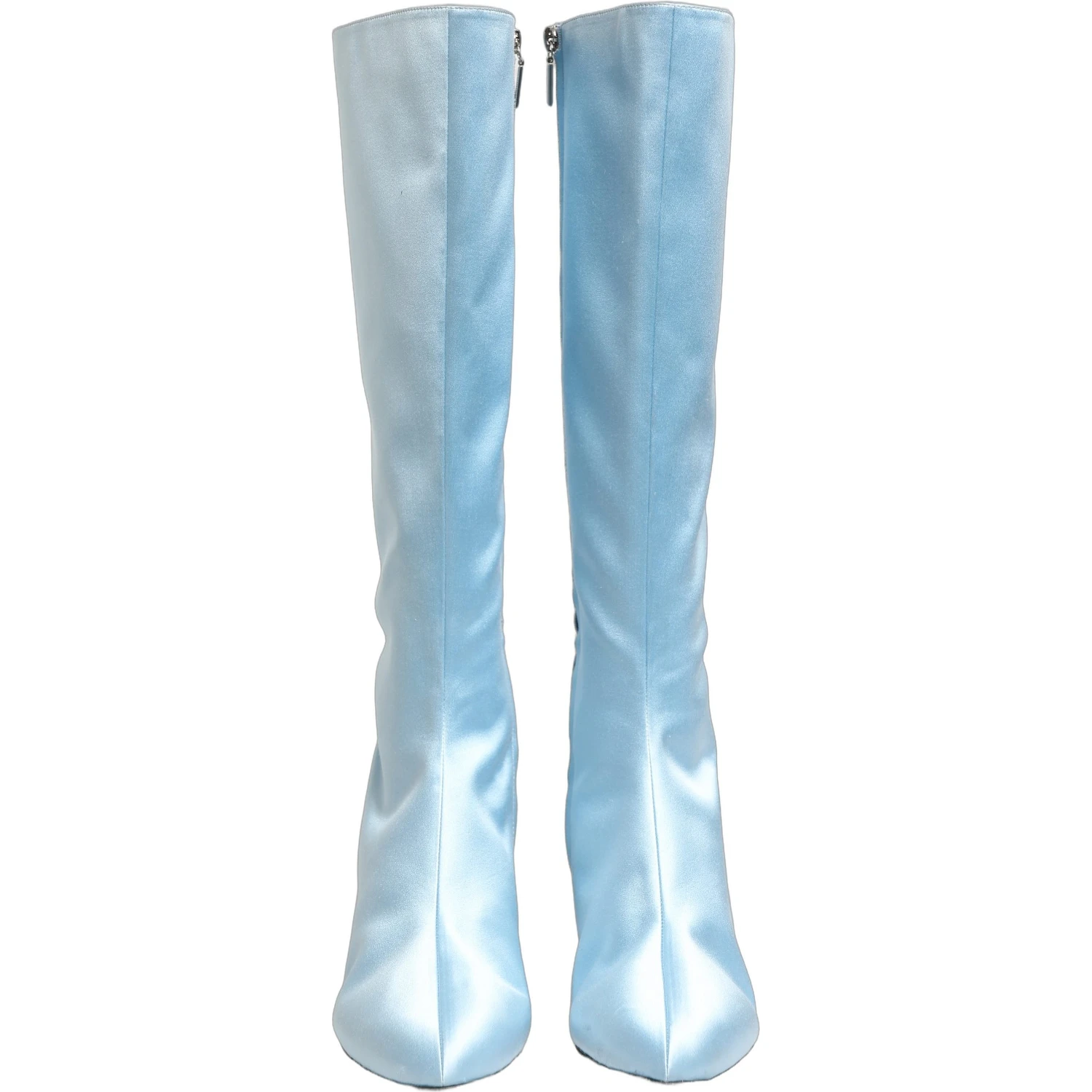 Light Blue Satin Knee High Boots Shoes